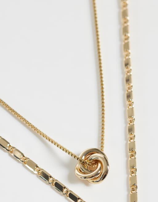 ASOS DESIGN – Guldfärgade halsband med texturerad kedja och knut, 2-pack, 4 av 4