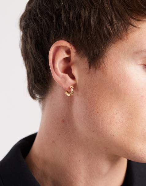 ASOS DESIGN – Guldfärgade, hamrade creoler med smält design - view 1