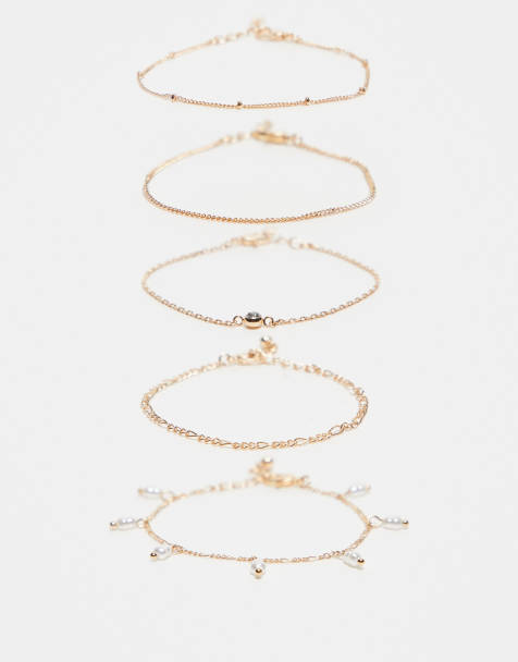 ASOS DESIGN – Guldfärgade kedjearmband, 5-pack - view 1