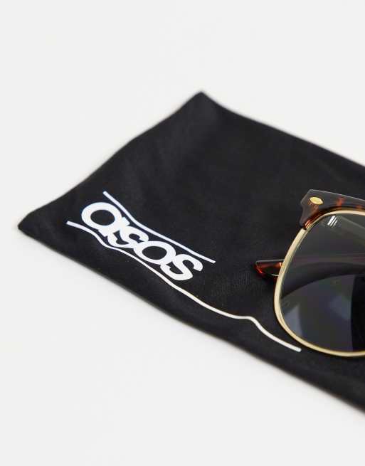 ASOS DESIGN – Guldfärgade och spräckliga solglasögon i retrostil med gröna glas, 4 av 4