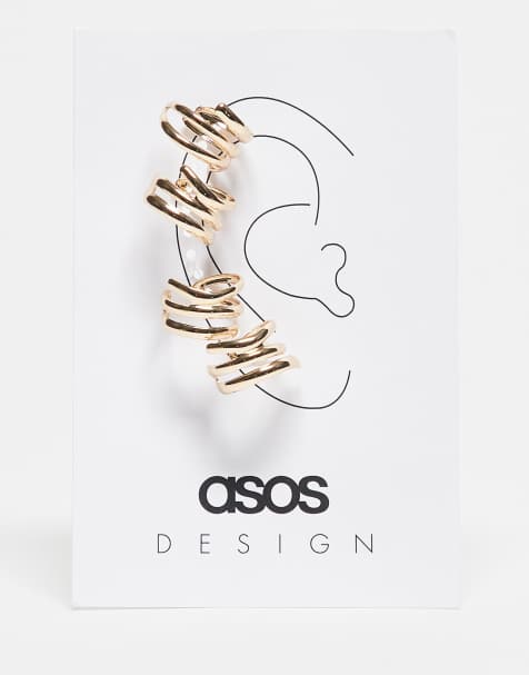 ASOS DESIGN –Guldfärgade öronsmycken med flera band, 4-pack - view 1