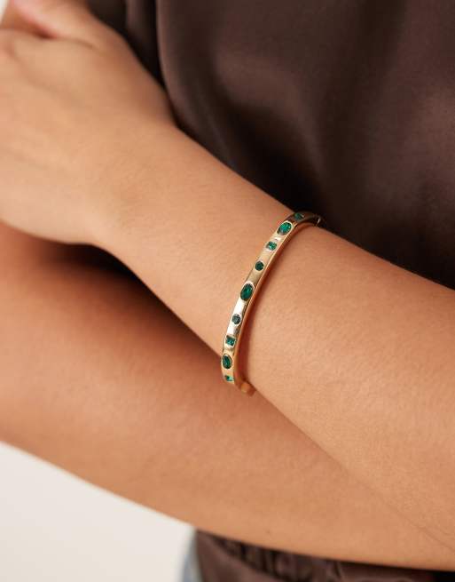 ASOS DESIGN – Guldfärgat armband med gröna stenar, 3 av 3
