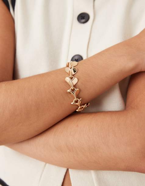 ASOS DESIGN – Guldfärgat armband med hjärtdetaljer - view 1