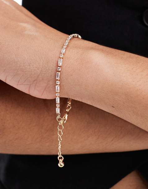 ASOS DESIGN – Guldfärgat armband med kristaller i kubisk zirkonia och presentpåse - view 1