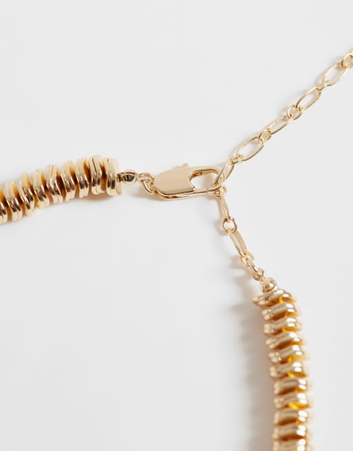 ASOS DESIGN – Guldfärgat, grovt halsband med smälta länkar, 3 av 4