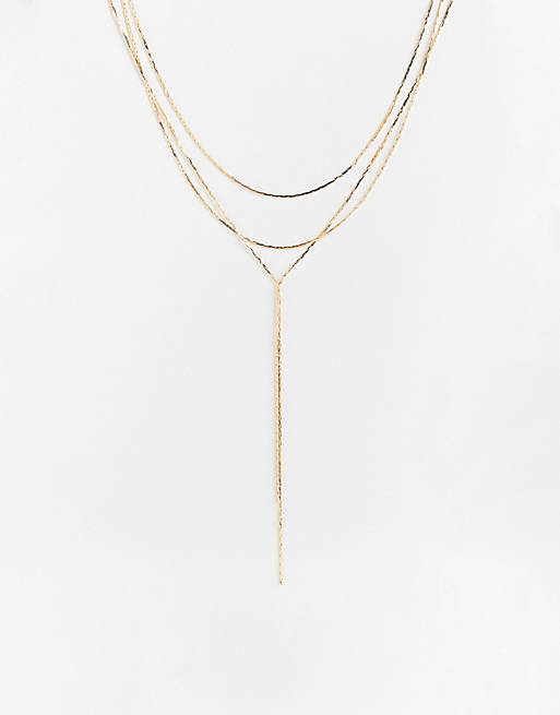 asos.com | ASOS DESIGN – Guldfärgat halsband i lariatdesign