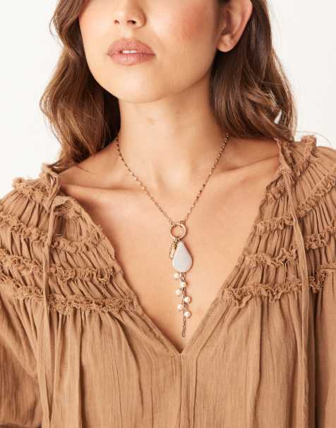 ASOS DESIGN – Guldfärgat halsband med flera hängen - view 1