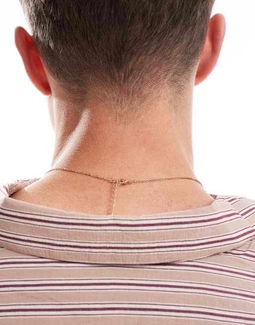 ASOS DESIGN – Guldfärgat halsband med fyrkantigt, rött stenhänge, 3 av 4