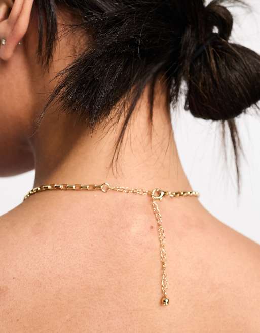ASOS DESIGN – Guldfärgat halsband med hänglås med halvädelsten, 3 av 4
