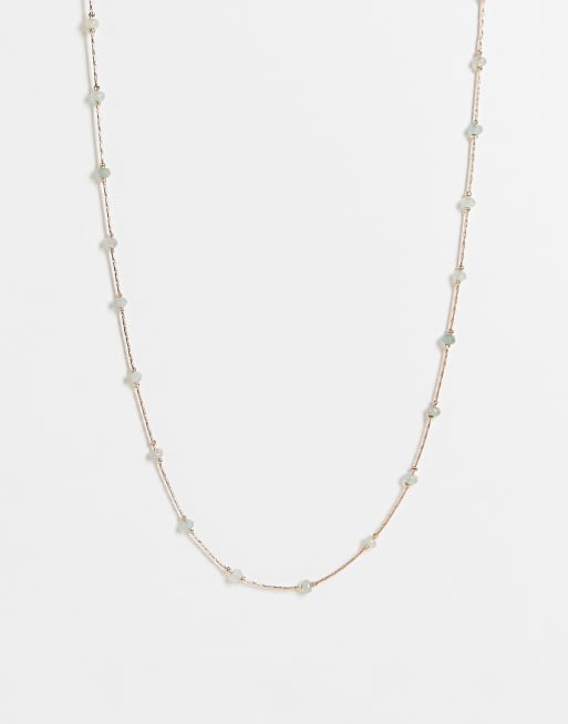 ASOS DESIGN – Guldfärgat halsband med jadedetalj