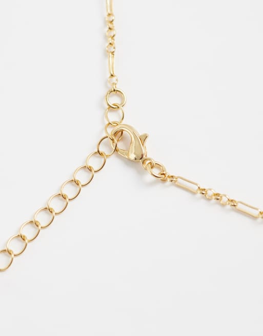 ASOS DESIGN – Guldfärgat halsband med kedja och gröna hjärtberlocker, 4 av 4