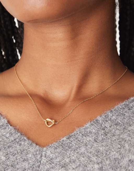 ASOS DESIGN – Guldfärgat halsband med knuthänge i vattentåligt, rostfritt stål, 2 av 3