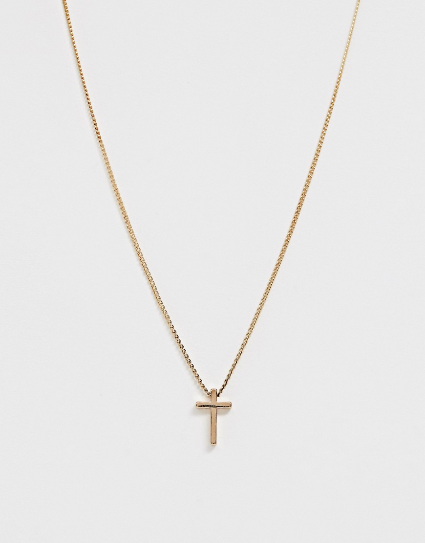 ASOS DESIGN – Guldfärgat halsband med kors