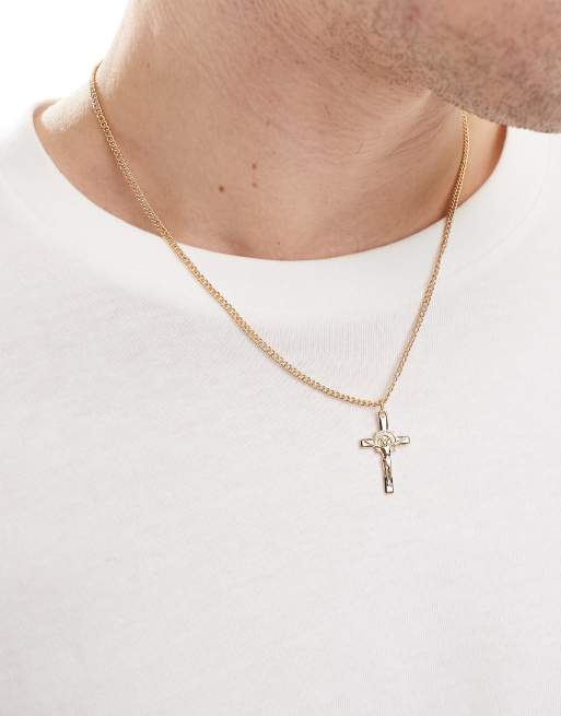 ASOS DESIGN – Guldfärgat halsband med korshänge
