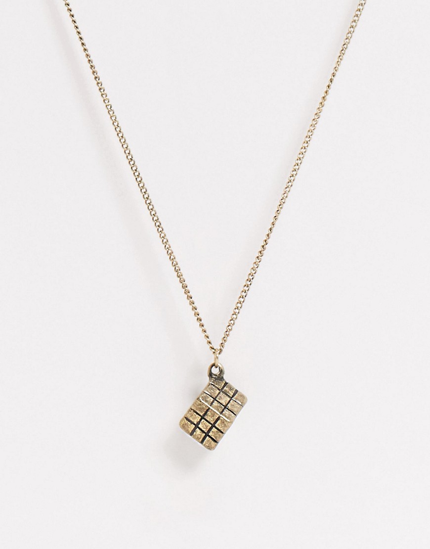 ASOS DESIGN – Guldfärgat halsband med kubformat hänge