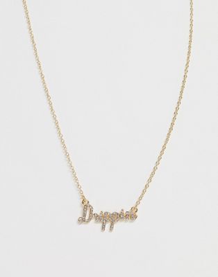 ASOS DESIGN – Guldfärgat halsband med texten Drippin