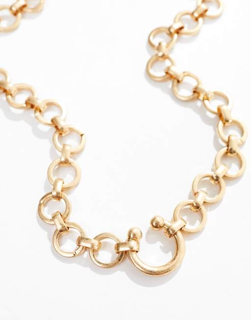 ASOS DESIGN – Guldfärgat kedjehalsband med runda länkar och borstad finish, 2 av 4