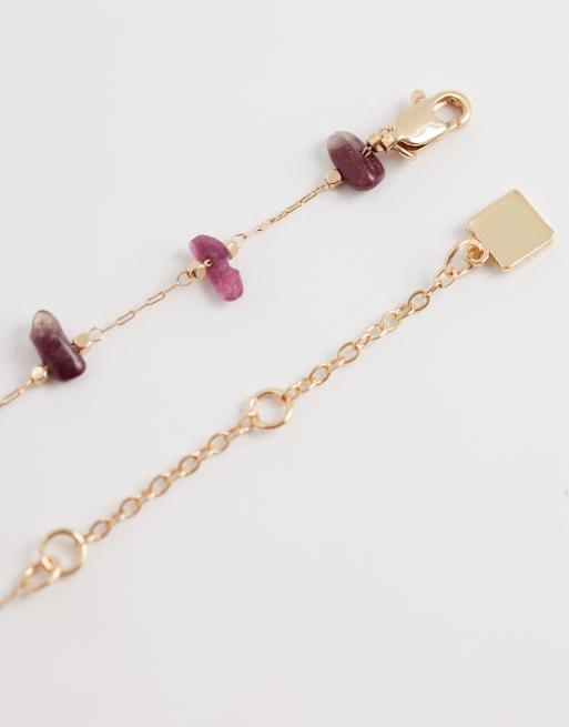 ASOS DESIGN – Guldfärgat, kort halsband med konstgjorda stenflisor, 2 av 4