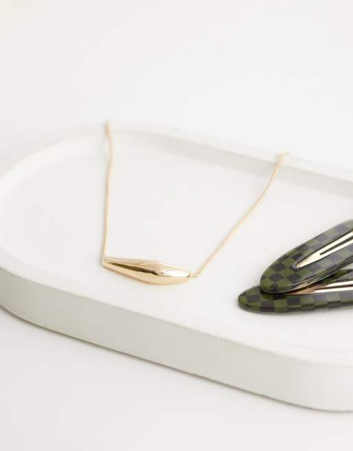 ASOS DESIGN – Guldfärgat, kort halsband med smält hängsmycke, 2 av 4