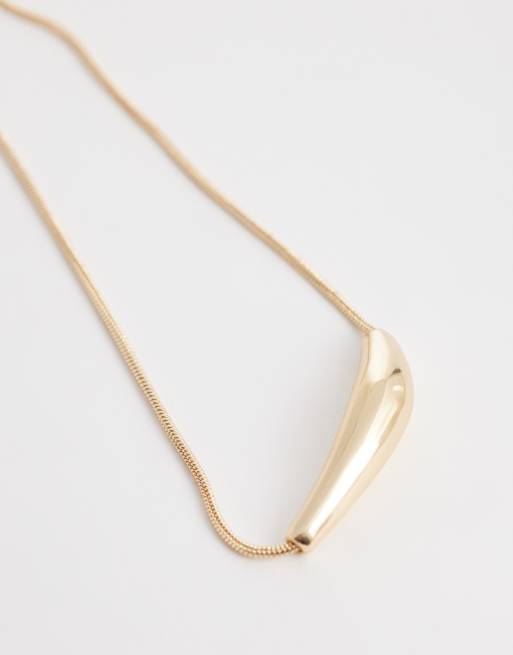 ASOS DESIGN – Guldfärgat, kort halsband med smält hängsmycke, 4 av 4