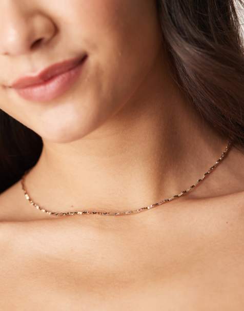 ASOS DESIGN – Guldfärgat, kort halsband med vriden design - view 1