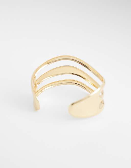 ASOS DESIGN – Guldfärgat manschettarmband med tre rader, 3 av 3