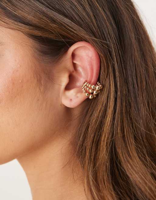 ASOS DESIGN – Guldfärgat öronsmycke med smält design i tre rader