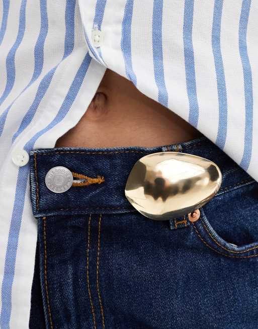 ASOS DESIGN – Guldfärgat, ovalt, abstrakt format hårspänne, 2 av 4