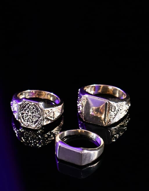ASOS DESIGN – Guldfärgat set med klackringar, 3-pack