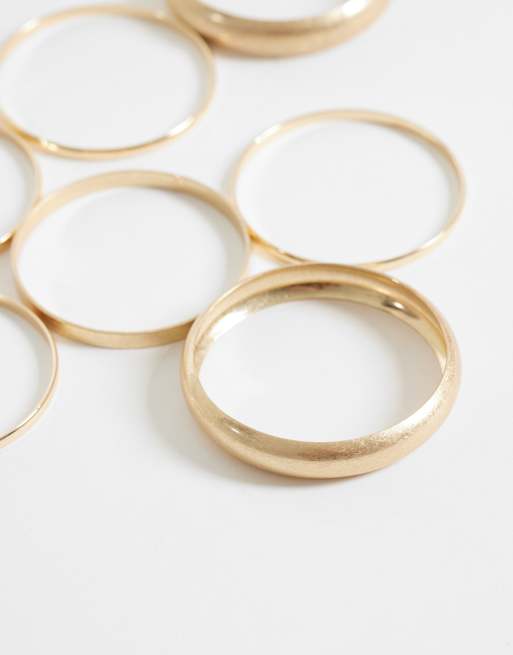 ASOS DESIGN - Guldfarvede armbånd med børstet tekstur i pakke med flere slags , 3 af 3