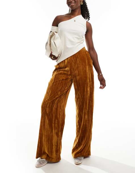 ASOS DESIGN - Guldfarvede bukser i krøllet velour - view 1