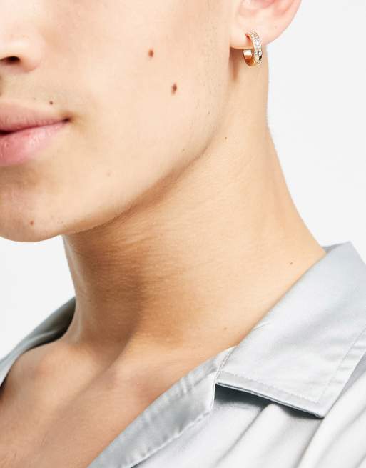 ASOS DESIGN - Guldfarvede hoop-øreringe med rhinsten