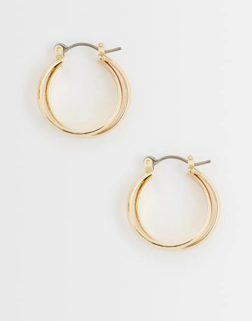 ASOS DESIGN - Guldfarvede hoop-øreringe til hverdagsbrug med dobbelt loop-design, 2 af 5