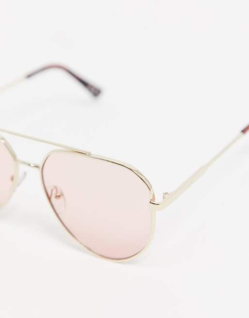 ASOS DESIGN - Guldfarvede pilotsolbriller med lyserøde glas, 3 af 4