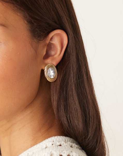 ASOS DESIGN - Guldfarvede ørestikkere med rhinstensdetaljer - view 1