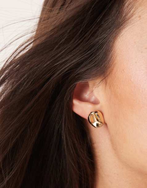 ASOS DESIGN - Guldfarvede ørestikkere med smeltet design - view 1