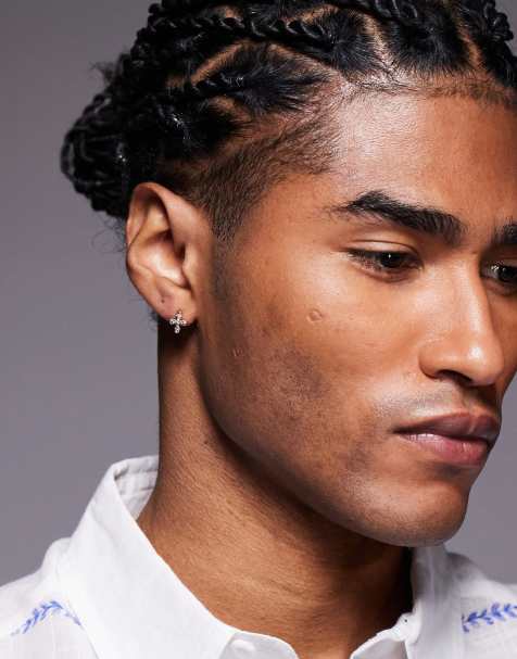 ASOS DESIGN - Guldfarvede tætsiddende hoop-øreringe med kors med krystaller - view 1