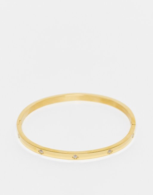 ASOS DESIGN - Guldfarvet armbånd i rustfrit stål med krystaldesign