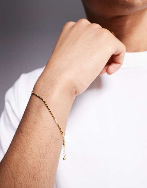 ASOS DESIGN - Guldfarvet armbånd i vandfast rustfrit stål med snoet kæde