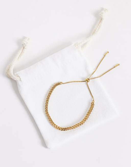 ASOS DESIGN - Guldfarvet armbånd i vandtæt rustfrit stål med firkantede kædeled, 3 af 3
