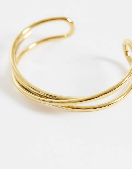 ASOS DESIGN - Guldfarvet armbånd i vandtæt rustfrit stål med krydsende design, 3 af 3