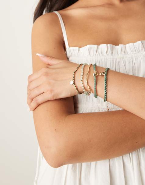 ASOS DESIGN - Guldfarvet armbånd med flere rækker og skaldetaljer - view 1