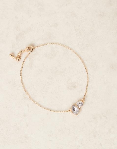 ASOS DESIGN - Guldfarvet armbånd med imiteret krystaldetalje - view 1