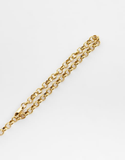 ASOS DESIGN - Guldfarvet armbånd med runde led i vandfast rustfrit stål med dobbelt krystalsten, 3 af 3