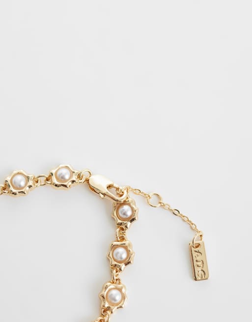 ASOS DESIGN - Guldfarvet armbånd med smeltede led med perler, 2 af 3