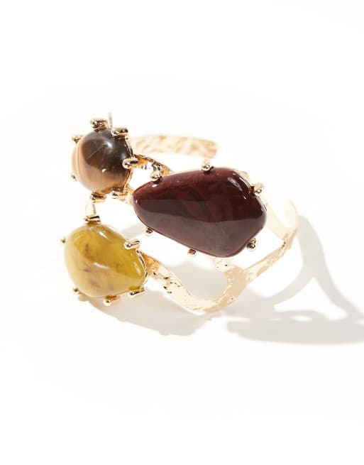 ASOS DESIGN - Guldfarvet armbånd med stendetalje i resin, 2 af 3