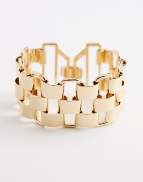 ASOS DESIGN - Guldfarvet armbånd med stort urremsdesign - view 1