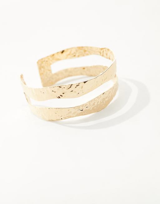 ASOS DESIGN - Guldfarvet armring med dobbelt hamret design, 2 af 4