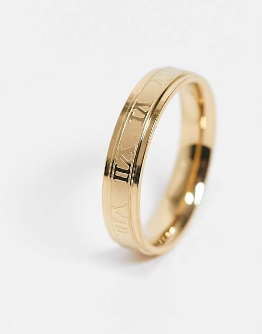 ASOS DESIGN - Guldfarvet båndring med romertalsdesign i rustfrit stål, 2 af 4
