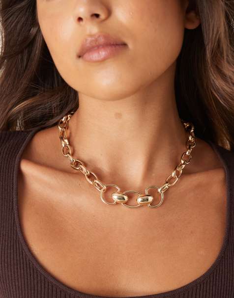 ASOS DESIGN - Guldfarvet chunky kædehalskæde med vedhængsdetaljer - view 1